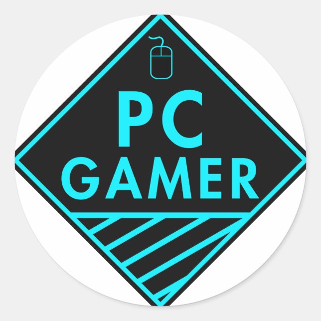 Pegatina Redonda juegos pc (azul) (Anverso)