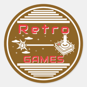 Pegatina Redonda Juegos Retro
