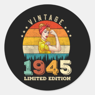Pegatina Redonda Jueves 1945 Vintage 80th Birthday Women