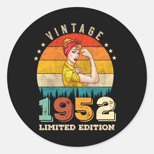 Pegatina Redonda Jueves 1952 Vintage 73 Años (Anverso)