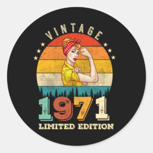 Pegatina Redonda Jueves 1971 Vintage 54th Birthday Women