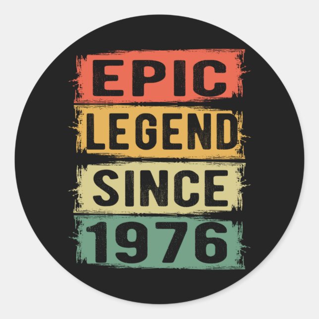 Pegatina Redonda Jueves 1976 Leyenda épica 49 cumpleaños (Anverso)