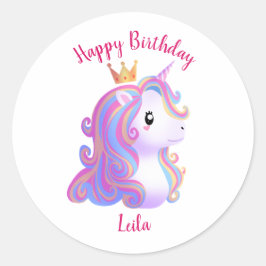 Pegatina Redonda Jueves de cumpleaños de Unicornio