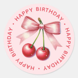 Pegatina Redonda Jueves, primer cumpleaños de la Coquette Roja Girl