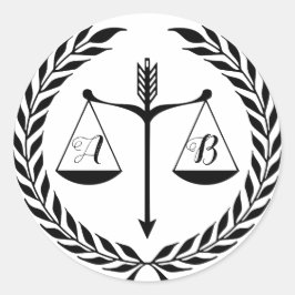 Pegatina Redonda Juez de abogado de monograma editable