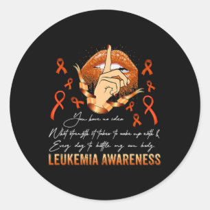 Pegatina Redonda Juez Me Leukemia Guerrero de Concienciación Naranj
