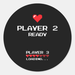 Pegatina Redonda Jugador 2 Jugador 3 Cargando - Juegos Retro -