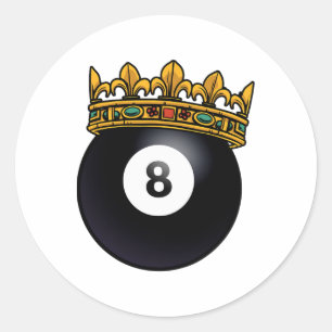 Pegatina Redonda Jugador Billiards King Crown Pool Table Snooker Py