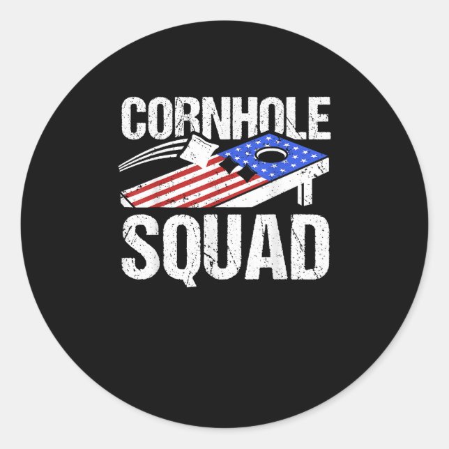 Pegatina Redonda Jugador Cornhole Squad Cornhole (Anverso)