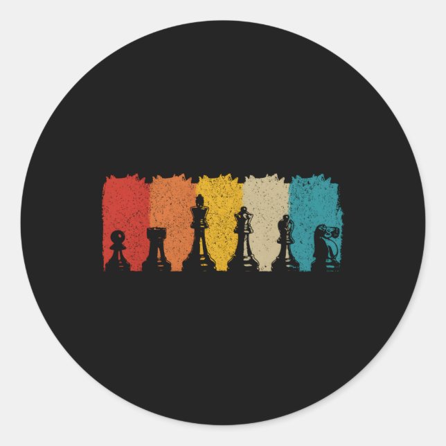Pegatina Redonda Jugador de ajedrez (Anverso)