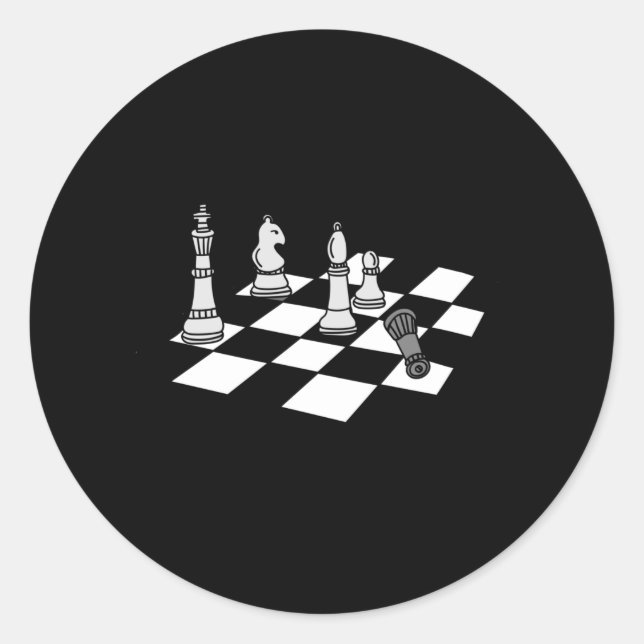 Pegatina Redonda Jugador de ajedrez (Anverso)