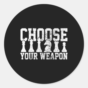 Pegatina Redonda Jugador de ajedrez ajedrez Amante del ajedrez