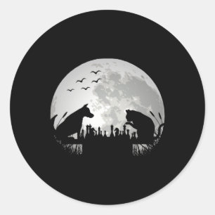 Pegatina Redonda Jugador de ajedrez _ Gato del perro del tablero de