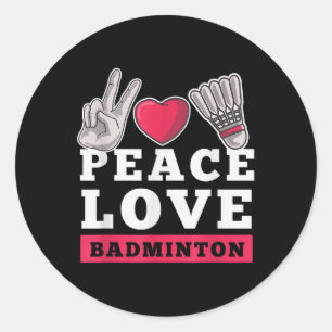Pegatina Redonda Jugador de bádminton de amor por la paz Corazón La