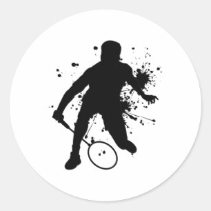 Pegatina Redonda Jugador de bádminton femenino Squash para hombres