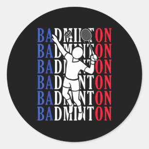 Pegatina Redonda Jugador de bádminton Jugadores Entrenador Fans Chi