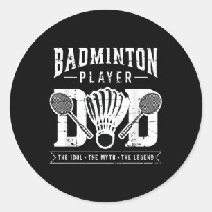 Pegatina Redonda Jugador de bádminton Papá El jugador de bádminton