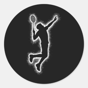 Pegatina Redonda Jugador de Badminton Shuttle Niños hombres de Badm