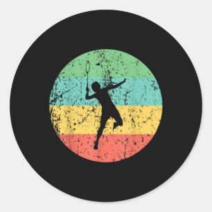 Pegatina Redonda Jugador de bádminton vintage retro