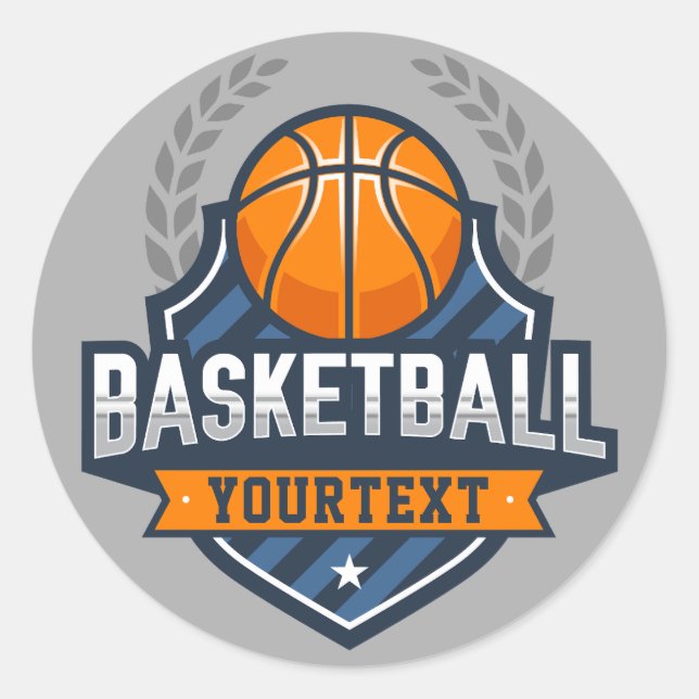 Pegatina Redonda Jugador de baloncesto AÑADIR NOMBRE DE equipo de e (Anverso)