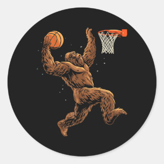Pegatina Redonda Jugador de Baloncesto Bigfoot Sasquatch Divertido