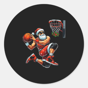 Pegatina Redonda Jugador de baloncesto de Santa Cruz de Dunking Xma