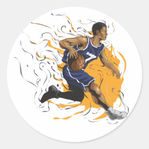 Pegatina Redonda Jugador de baloncesto no 7