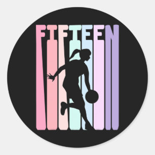 Pegatina Redonda Jugador de baloncesto Retro de 15 años de edad
