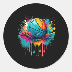 Pegatina Redonda Jugador de Basball Splash Baller Equipo Jugador de