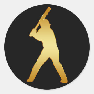 PEGATINA REDONDA JUGADOR DE BÉISBOL ORO