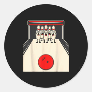 Pegatina Redonda Jugador de bolos divertido Bowling N Ed Ns niños n
