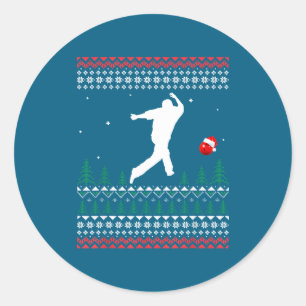 Pegatina Redonda Jugador de Bolos Lindo Santa Claus Sombrero Navida