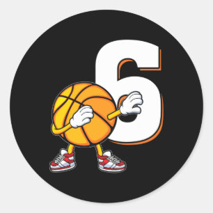 Pegatina Redonda Jugador de Bysketbyll de cumpleaños Dabbing de 6 a