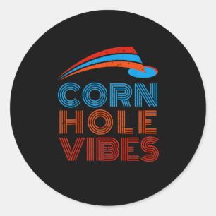 Pegatina Redonda Jugador de Cornhole Vibes Cornhole