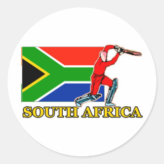 Pegatina Redonda Jugador de Cricket de Sudáfrica