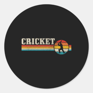 Pegatina Redonda Jugador de cricket Deportes Vintage Retro Cricket