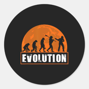 Pegatina Redonda Jugador de cricket divertido cricket evolución hum