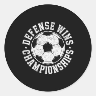 Pegatina Redonda Jugador de Defensa de Fútbol Antiguo Gana Campeona