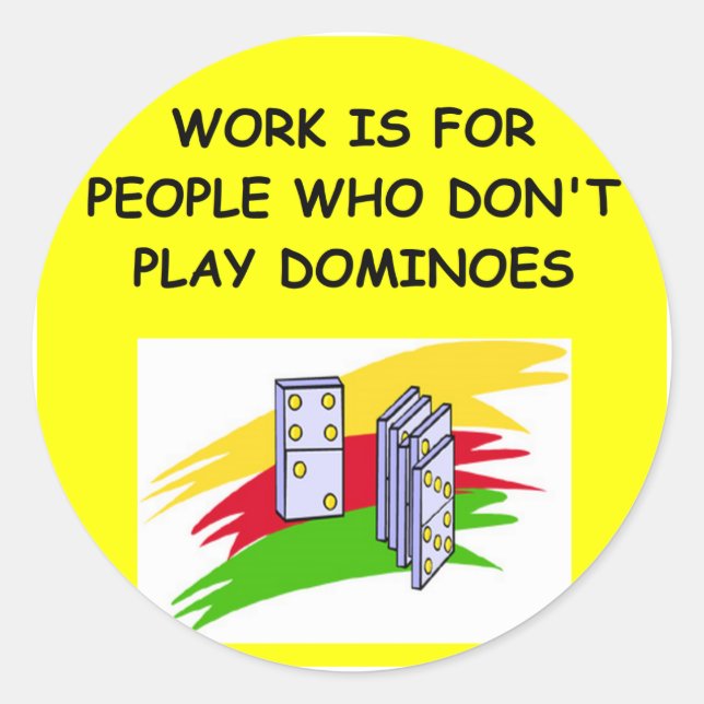 Pegatina Redonda Jugador de DOMINOES (Anverso)