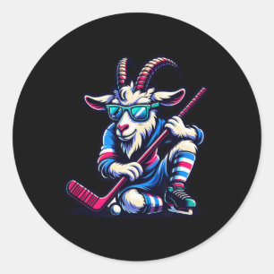 Pegatina Redonda Jugador de equipo de portero de hockey sobre hielo