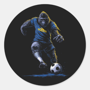 Pegatina Redonda Jugador de fútbol Bigfoot divertido