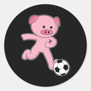 Pegatina Redonda Jugador de fútbol cerdo fútbol deportes 