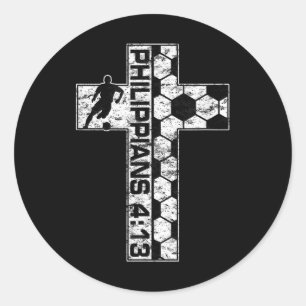 Pegatina Redonda Jugador de fútbol cristiano Jesus Chr 4_13 de Fili