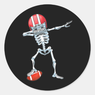 Pegatina Redonda Jugador de fútbol Dabbing Skeleton