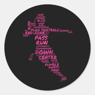 Pegatina Redonda Jugador de fútbol de bandera de chicas tipografía 