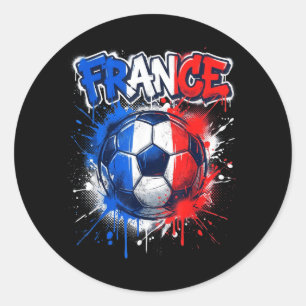 Pegatina Redonda Jugador de fútbol de Francia Bandera Grafiti