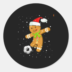 Pegatina Redonda Jugador de fútbol de jengibre de Navidad