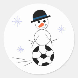 Pegatina Redonda Jugador de fútbol de Snowman