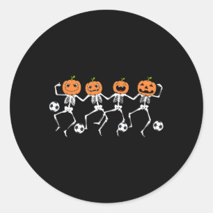 Pegatina Redonda Jugador de fútbol divertido de Halloween Calabaza