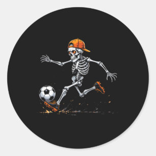 Pegatina Redonda Jugador de fútbol esqueleto divertido Halloween 20